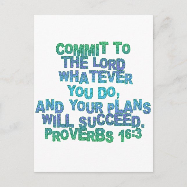 Proverbs 16:3 postcard (Front)