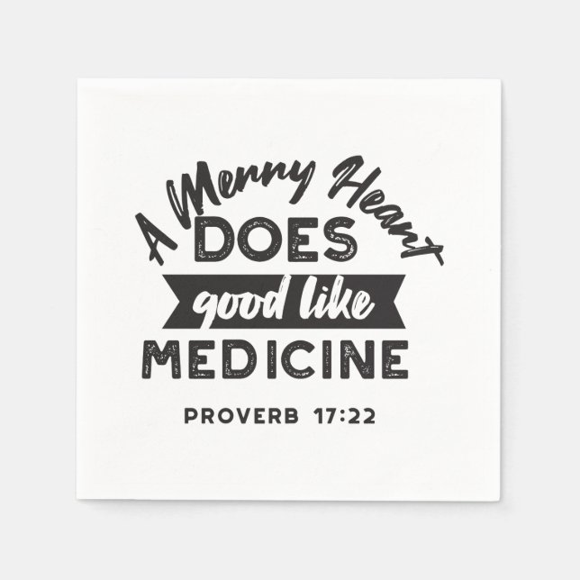 Proverbs 17:22 'A Merry Heart' Inspirational Verse Napkin (Front)
