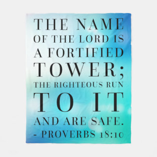 Proverbs 18:10 Bible Quote Fleece Blanket