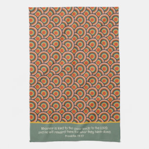 Proverbs 19:17 Whoever is Kind Retro Circles Kitchen Towel
