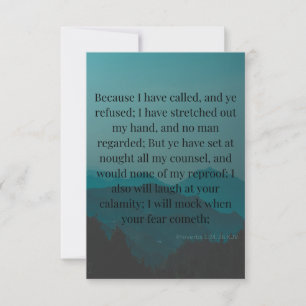 Proverbs 1:24-26 KJV Bible Verse Pic Flat Greeting Card