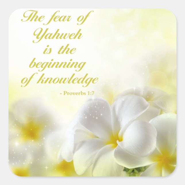 Proverbs 1:7 | Bible Verse Quote Square Sticker (Front)