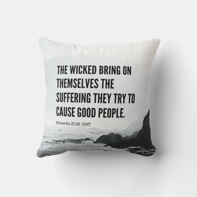 Proverbs 21:18 Bible Quotes Throw Pillow (Back)