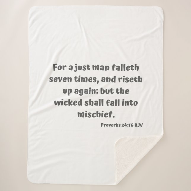 Proverbs 24:16 KJV Bible Verse Scripture Sherpa Blanket (Front)