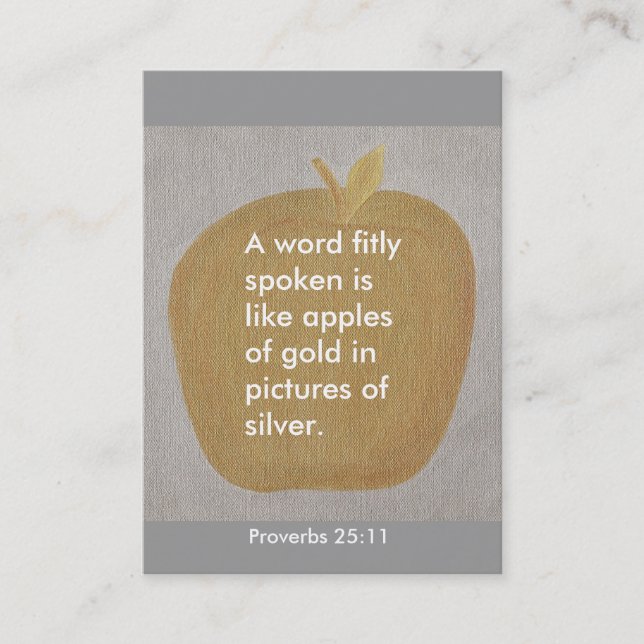 Proverbs 25:11, A word fitly spoken, apple cards (Front)