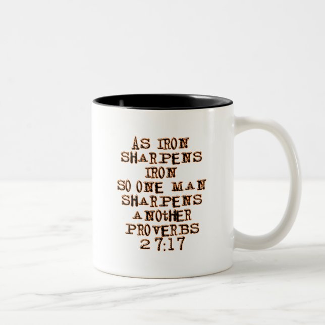 Proverbs 27:17 Two-Tone coffee mug (Right)