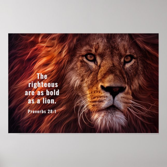 Proverbs 28:1 Bible Righteous are Bold as a Lion Poster (Front)