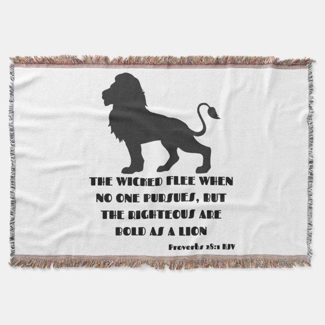 Proverbs 28:1 Bible Verse Quote KJV Throw Blanket (Front)