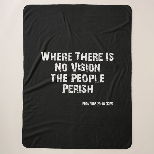 Proverbs 29:18 Bible Verse KJV Quote Sherpa Blanket (Front)