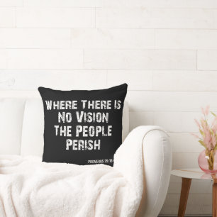 Proverbs 29:18 Bible Verse KJV Quote Throw Pillow