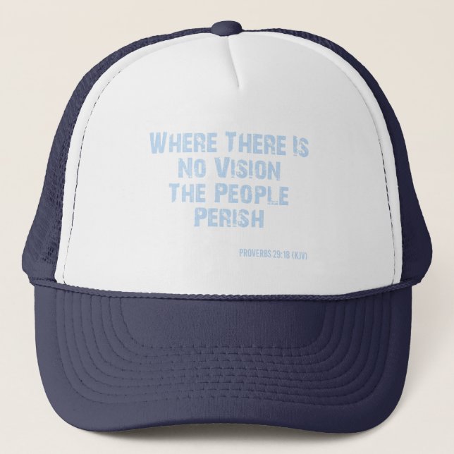 Proverbs 29:18 Bible Verse KJV Quote Trucker Hat (Front)