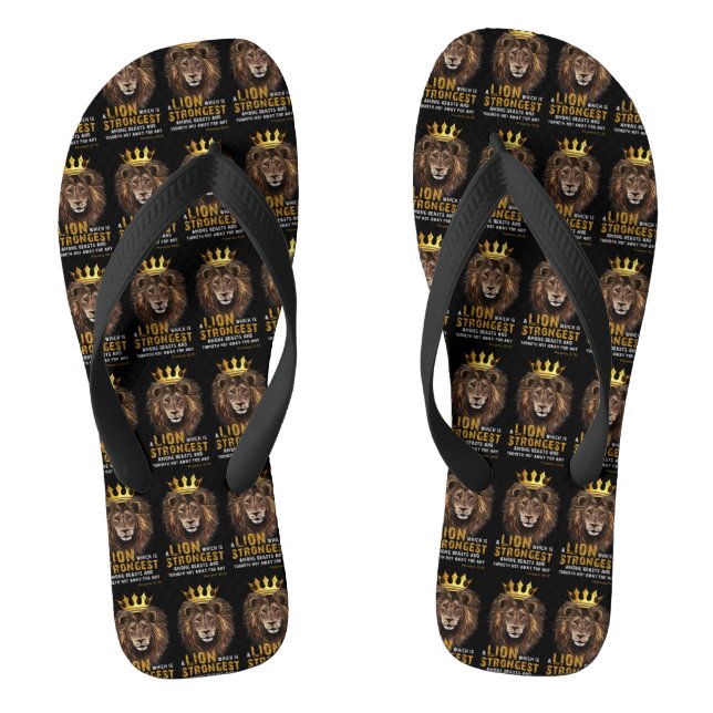 Proverbs 30:30 KJV Bible Scripture Black Unisex Flip Flops (Footbed)