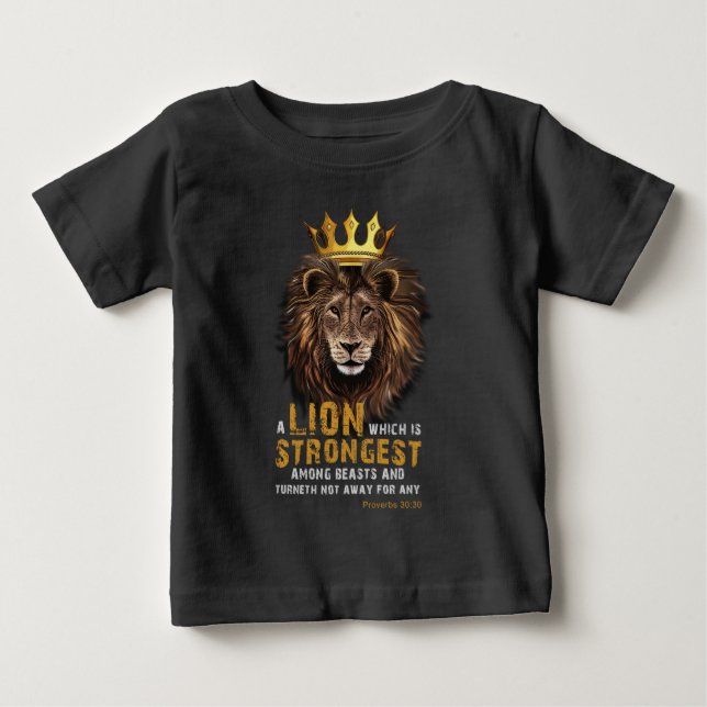 Proverbs 30:30 KJV Bible Scripture Quote Baby T-Shirt (Front)
