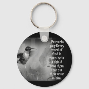 Proverbs 30:5 BIBLE SCRIPTURE with Hummingbird Keychain