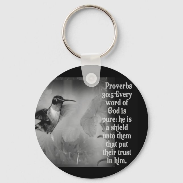 Proverbs 30:5 BIBLE SCRIPTURE with Hummingbird Keychain (Front)