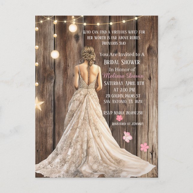 Proverbs 31:10 Bridal Shower Invitation Postcard (Front)