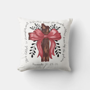 Proverbs 31: 25-31 throw pillow