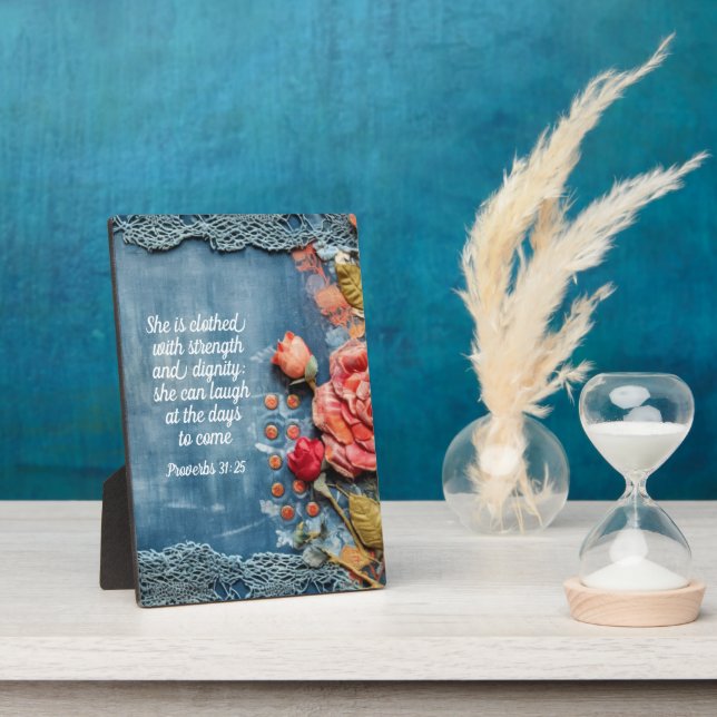Proverbs 31:25 Plaque Inspiring Bible Verse (Side)