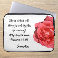 Proverbs 31:25 Red Rose Custom Bible Verse