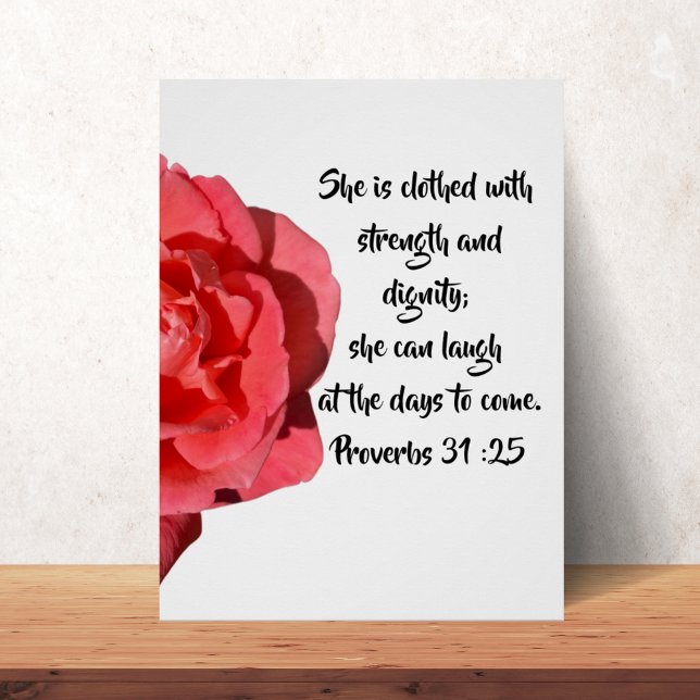 Proverbs 31:25 Red Rose Custom Bible Verse Poster (Creator Uploaded)