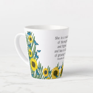 Proverbs 31:25 Religious Christian Butterflies Latte Mug