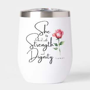 Proverbs 31:25 She is clothed Bible Verse Flower
