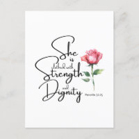 Proverbs 31:25 She is clothed Bible Verse Flower
