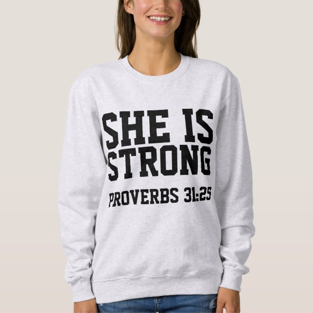 PROVERBS 31:25 SHE IS STRONG, Christian T-shirts (Front)