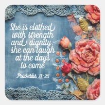 Proverbs 31:25 Sticker Inspiring Bible Verse