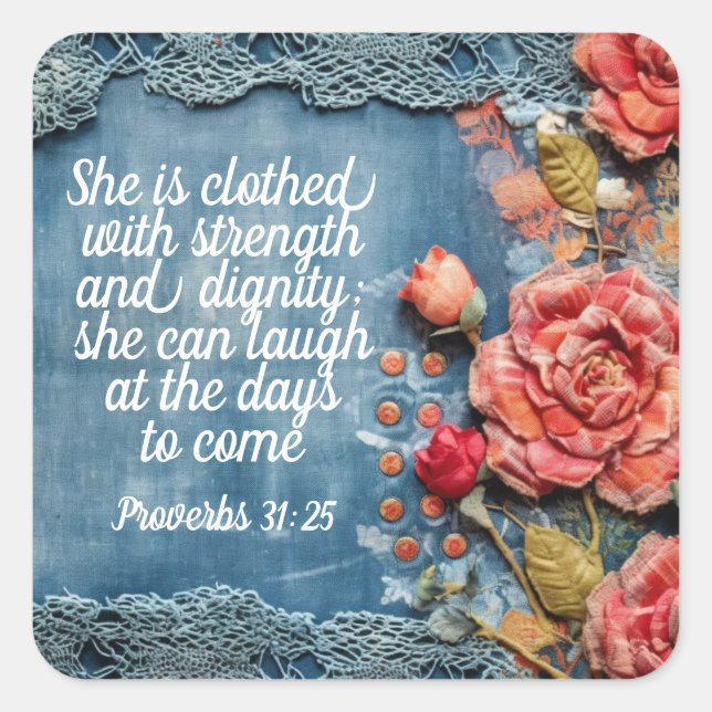 Proverbs 31:25 Sticker Inspiring Bible Verse (Front)