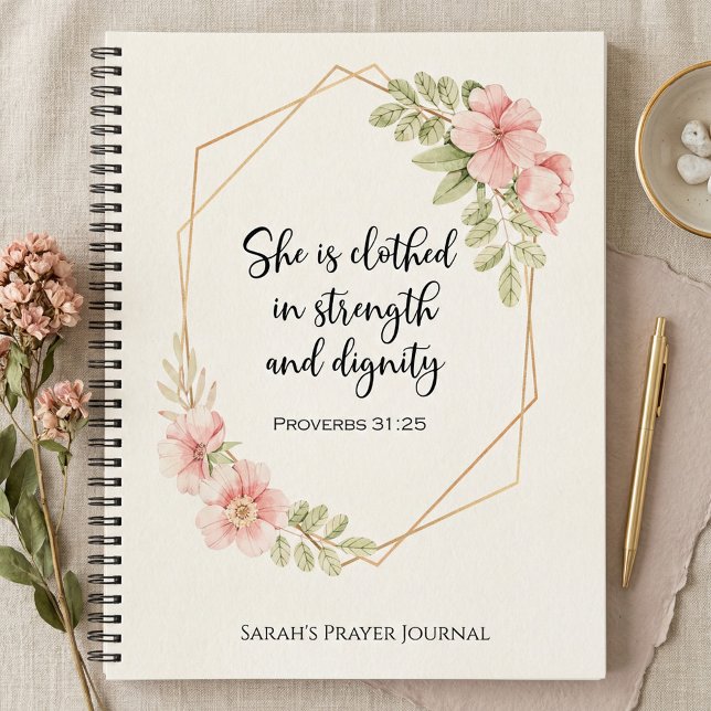 Proverbs 31:25 Strength and Dignity Personalized  Notebook (Creator Uploaded)