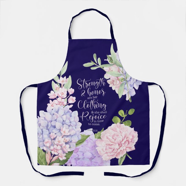 Proverbs 31:25 Strength and Honour Blue Apron (Front)