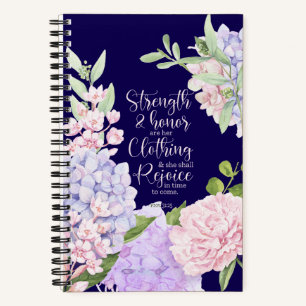 Proverbs 31:25 Strength and Honour Blue Notebook