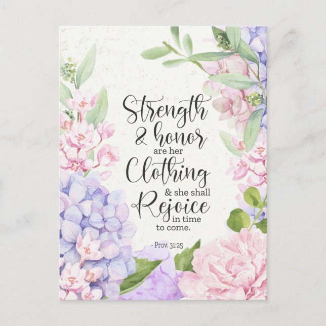 Proverbs 31:25 - Strength and Honour Holiday Postcard (Front)