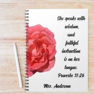 Proverbs 31:26 Christian Teacher Appreciation Notebook