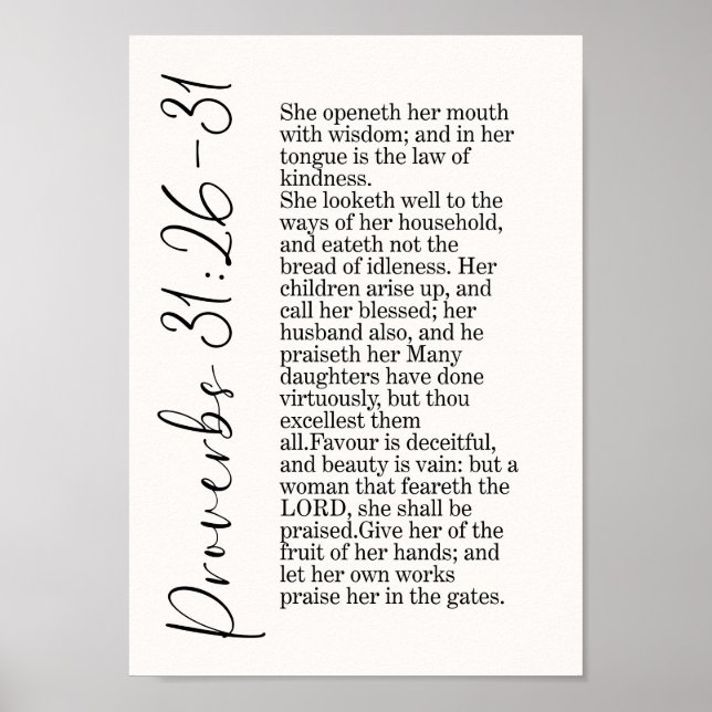 Proverbs 31 26 Typography Wall Art Print  (Front)