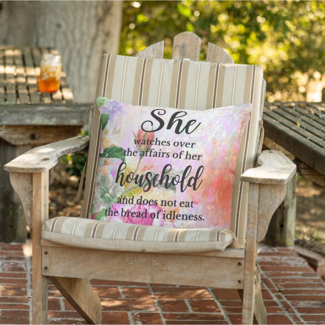 Proverbs 31:27 Mother's Day Scripture Outdoor Pillow (Chair)