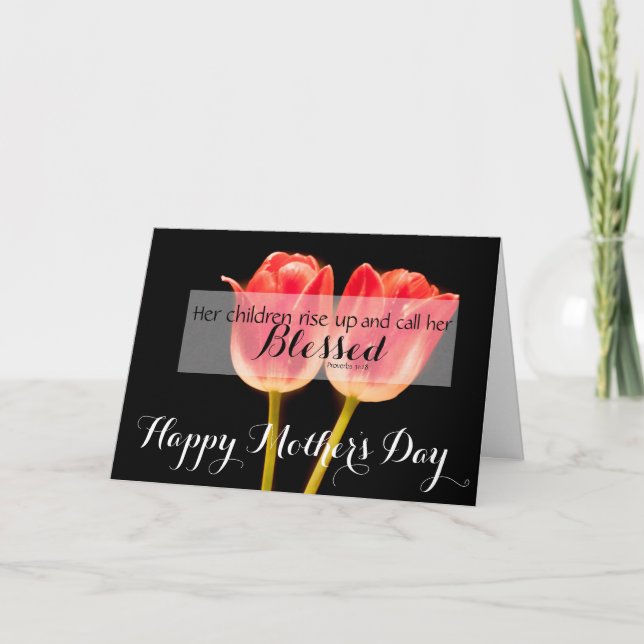 Proverbs 31:28 Blessed - Bible Verses Mothers Day Card (Front)