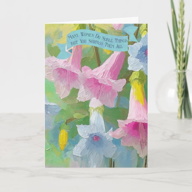 Proverbs 31:29 Bible Faith Quote Mothers' Day Holiday Card (Front)