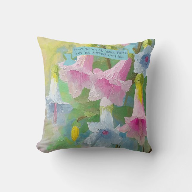 Proverbs 31:29 Spiritual Faith Quotes Nana Gifts  Throw Pillow (Front)