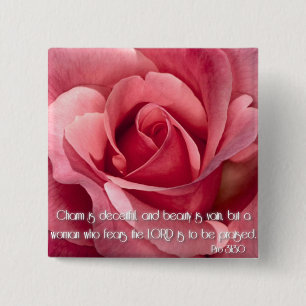 Proverbs 31:30 2 inch square button
