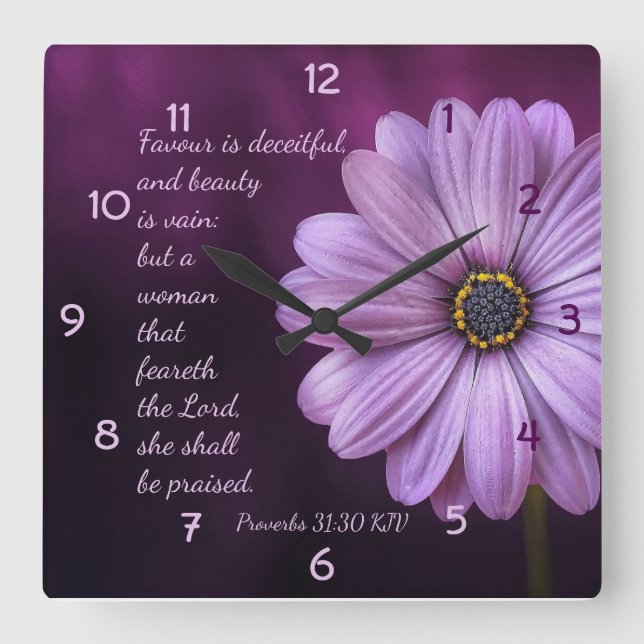 Proverbs 31:30 - A woman that feareth the LORD Square Wall Clock (Front)