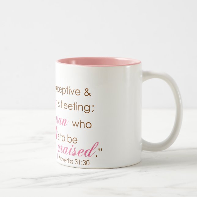 Proverbs 31:30 Two-Tone coffee mug (Right)