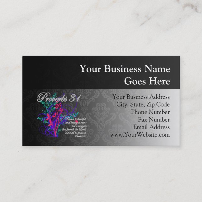 Proverbs 31 Bible Christian Women's Business Card (Front)