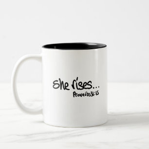 Proverbs 31 Christian typography Two-Tone Coffee M Mug
