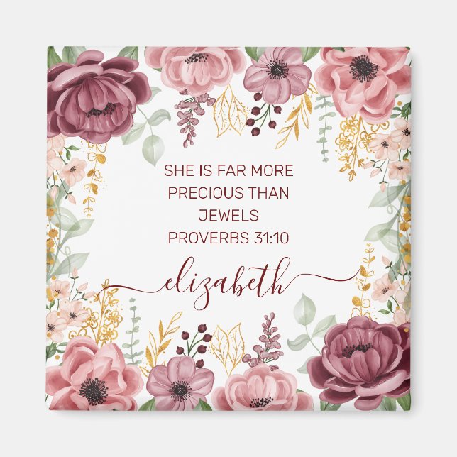 Proverbs 31 Elegant pastel pink flower  Magnet (Front)