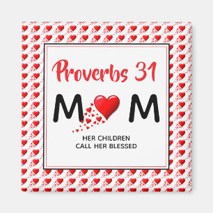 PROVERBS 31 MOM Red Hearts Christian Mother's Day Magnet