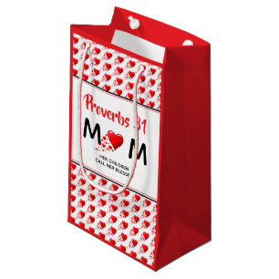 Proverbs 31 Mom Red Hearts Small Gift Bag
