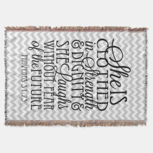 Proverbs 31 / Strength & Dignity Chevron Blanket