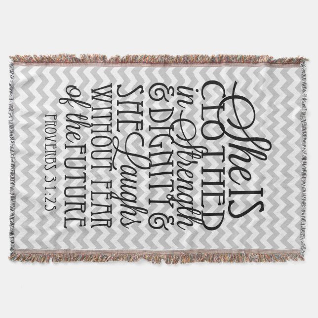 Proverbs 31 / Strength & Dignity Chevron Blanket (Front)